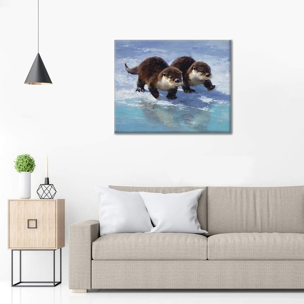 Eingeschneite Otter – Malen nach Zahlen