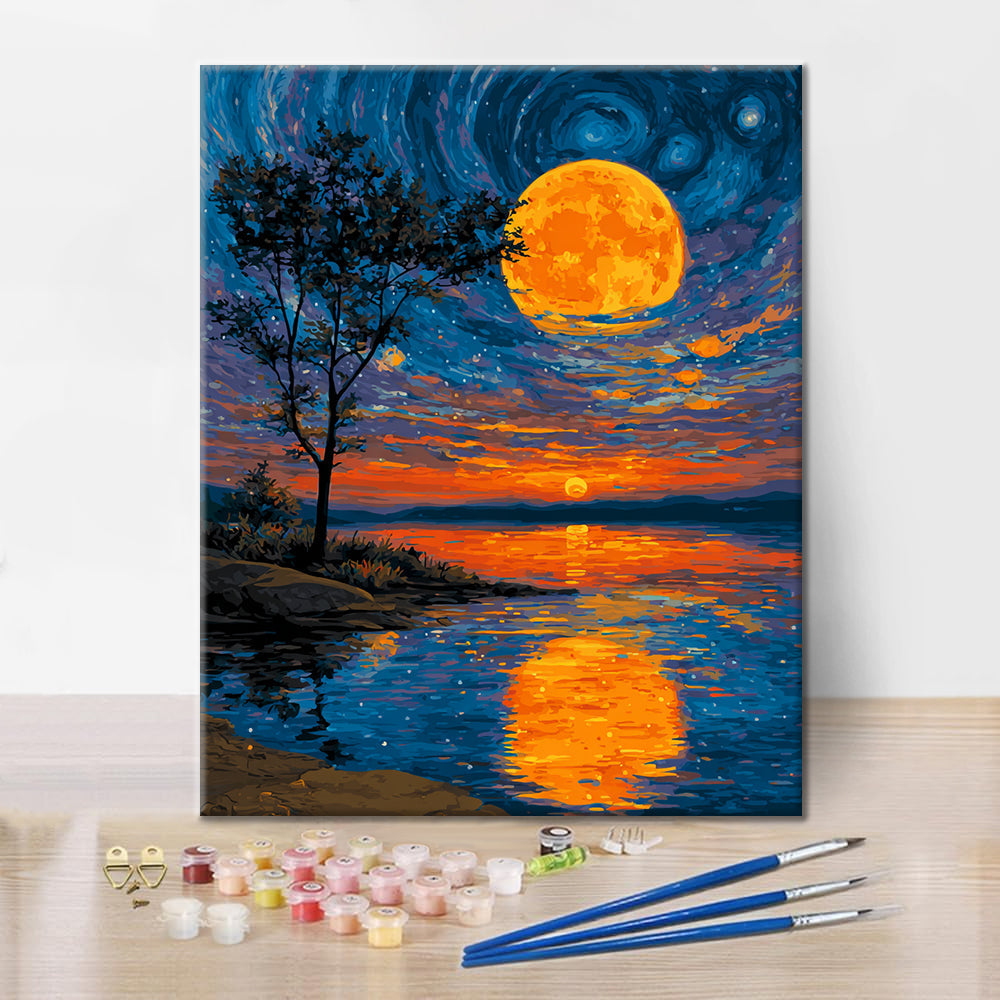 Der Mond im See – Malen nach Zahlen