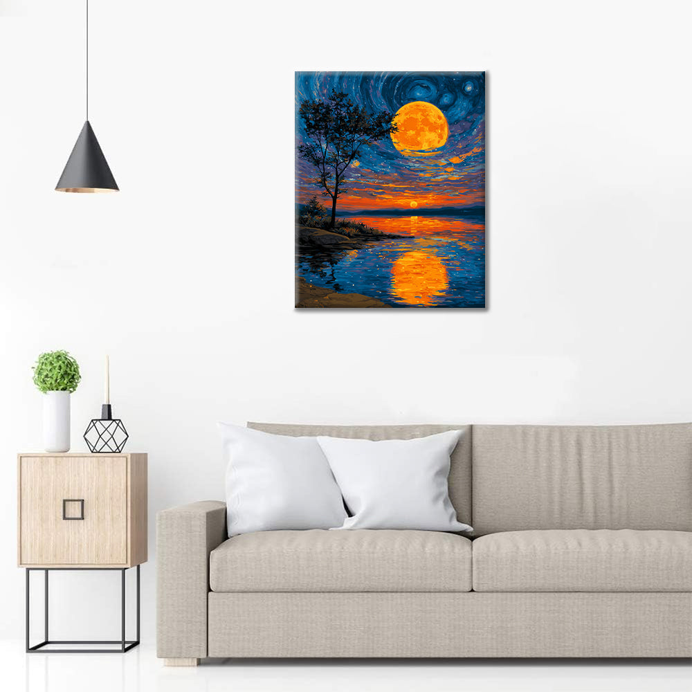 Der Mond im See – Malen nach Zahlen