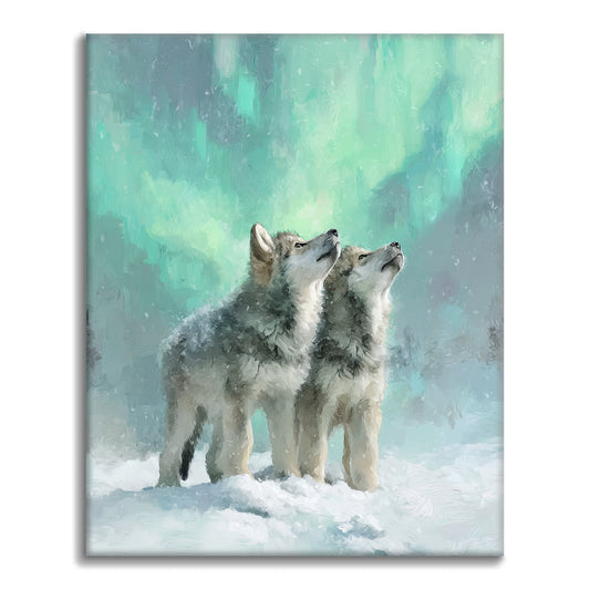Wölfe der Aurora - Malen nach Zahlen