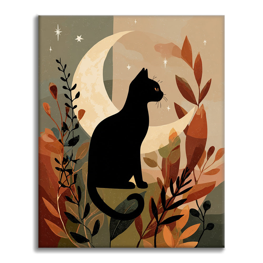 Schwarze Katze Sil - Malen nach Zahlen