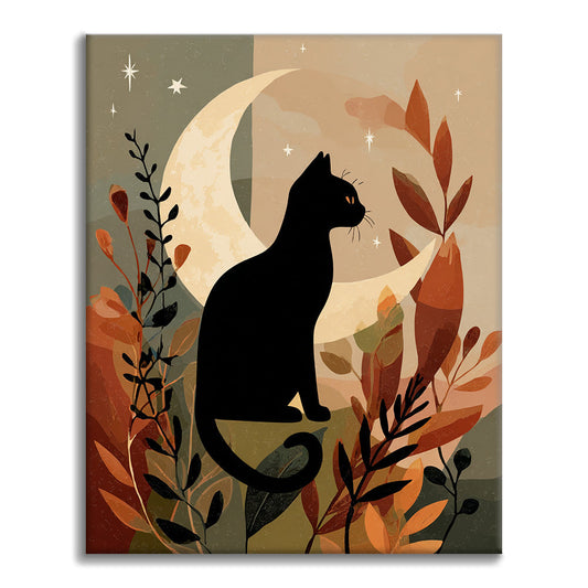 Schwarze Katze Sil - Malen nach Zahlen