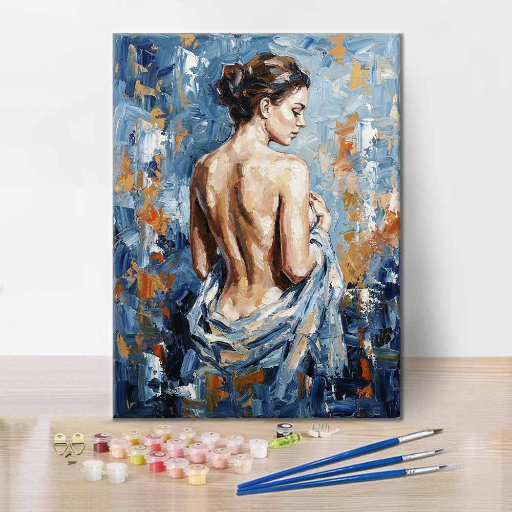 Blaue Silhouette – Malen nach Zahlen