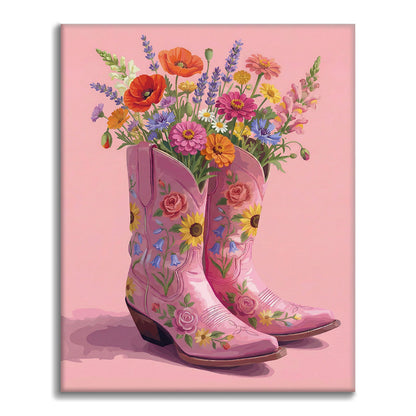 Stiefel und Blumen – Malen nach Zahlen