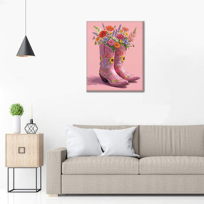 Stiefel und Blumen – Malen nach Zahlen