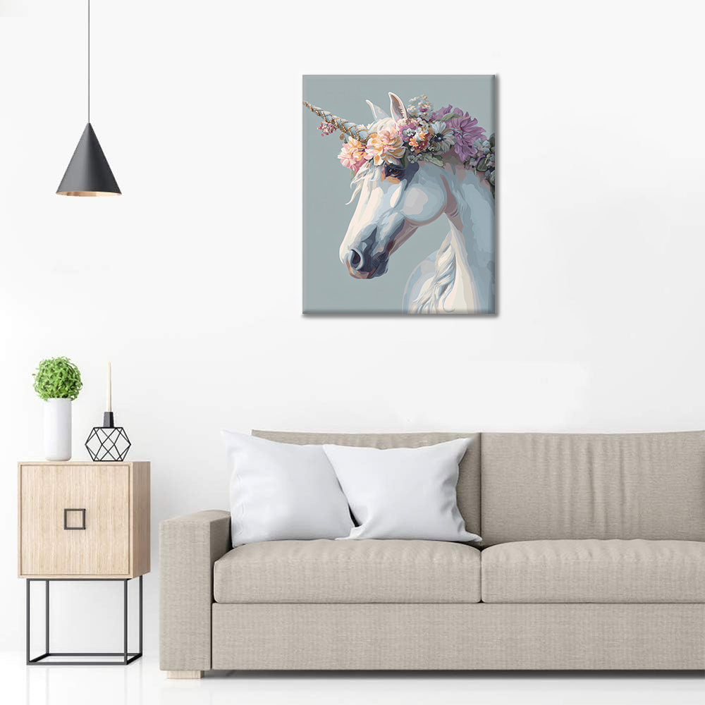 Weißes Einhorn – Malen nach Zahlen