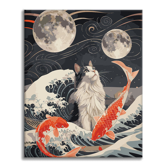 Katze und die Flut – Malen nach Zahlen