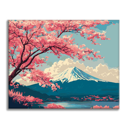 Frühlingsszene in Fuji – Malen nach Zahlen