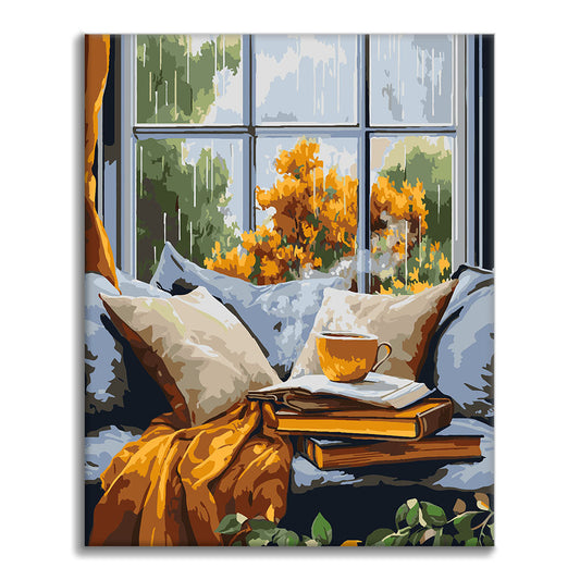 Regentag draußen vor dem Fenster – Malen nach Zahlen