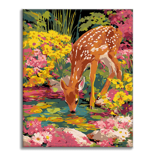 Sikahirsch-Trinkwasser - Malen nach Zahlen