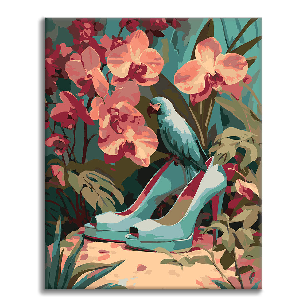 Die blauen High Heels – Malen nach Zahlen