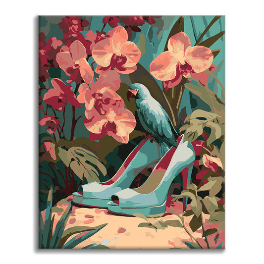 Die blauen High Heels – Malen nach Zahlen