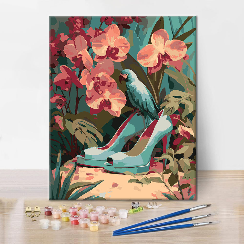 Die blauen High Heels – Malen nach Zahlen