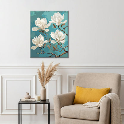 Nahaufnahme einer weißen Magnolie – Malen nach Zahlen