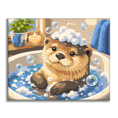 Badender Otter – Malen nach Zahlen
