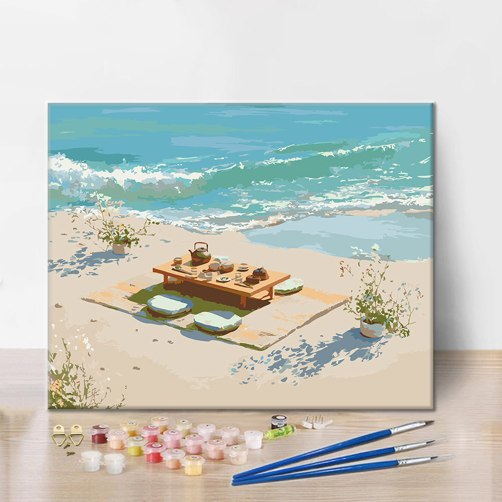 Tee am Strand – Malen nach Zahlen