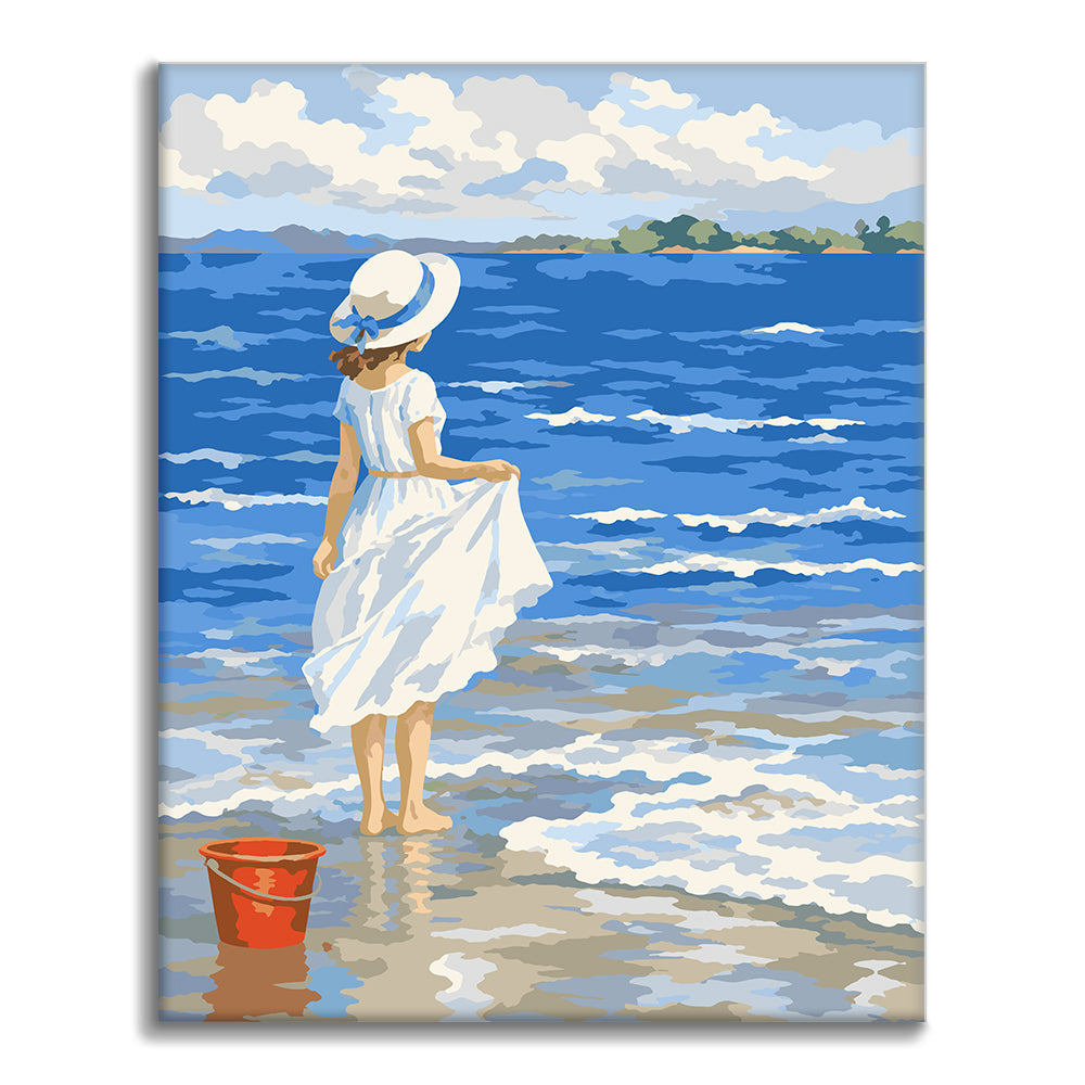 Mädchen am Strand – Malen nach Zahlen