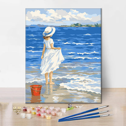Mädchen am Strand – Malen nach Zahlen