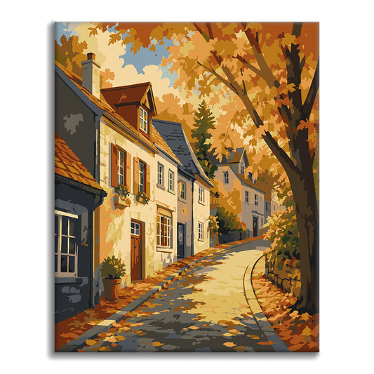 Altstadtstrasse im Herbst – Malen nach Zahlen