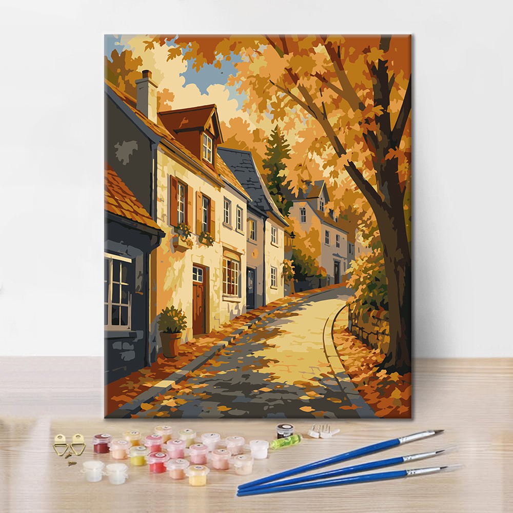 Altstadtstrasse im Herbst – Malen nach Zahlen