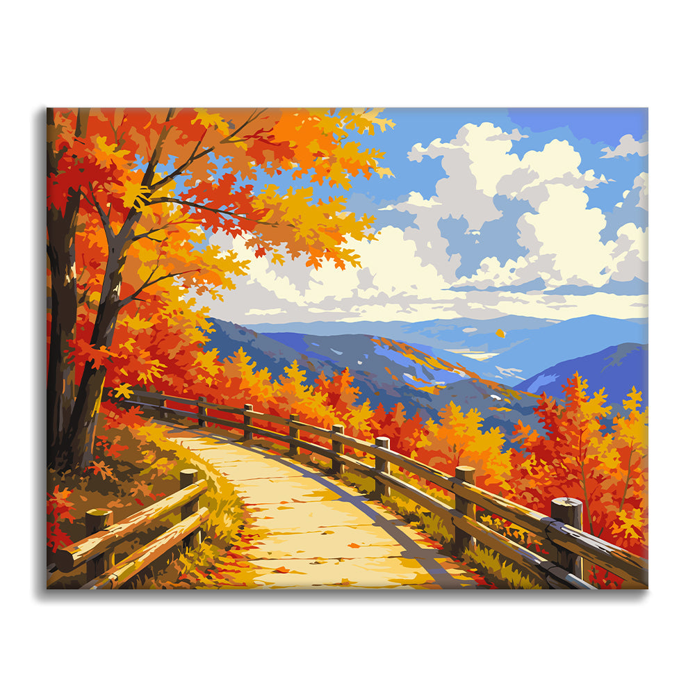 Herbstlicher Bergweg – Malen nach Zahlen