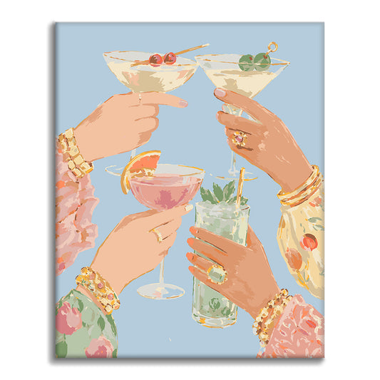 Pastell-Cocktail-Toast – Malen nach Zahlen