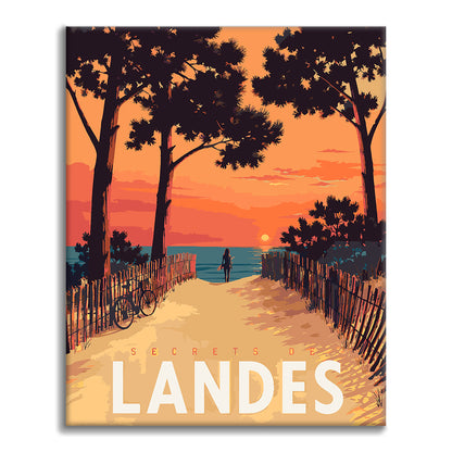 Sonnenuntergangspfad zum Strand – Malen nach Zahlen