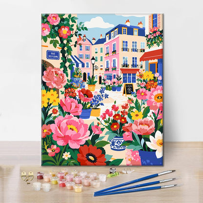 Blumenreiche Pariser Strasse – Malen nach Zahlen
