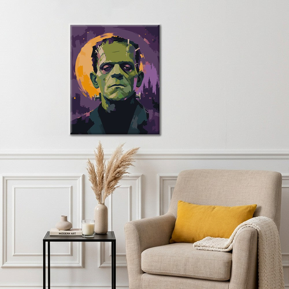 Frankenstein unter Vollmond – Malen nach Zahlen