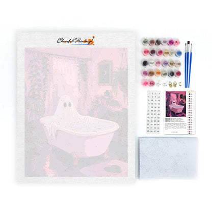 Geist in rosa Badewanne – Malen nach Zahlen
