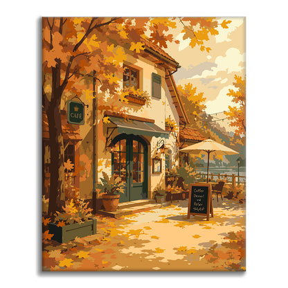 Herbstliches Dorfcafé – Malen nach Zahlen
