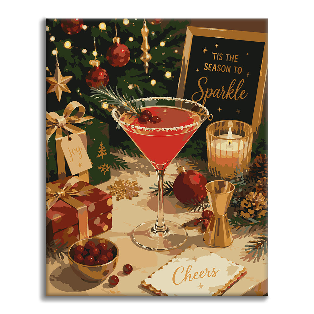 Weihnachtscocktail-Prost – Malen nach Zahlen