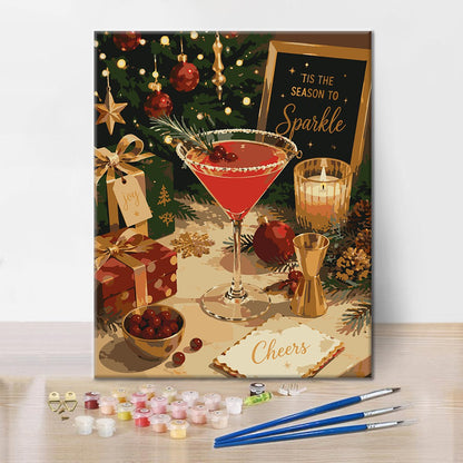 Weihnachtscocktail-Prost – Malen nach Zahlen