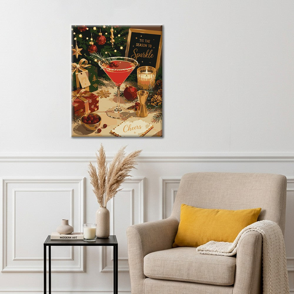 Weihnachtscocktail-Prost – Malen nach Zahlen