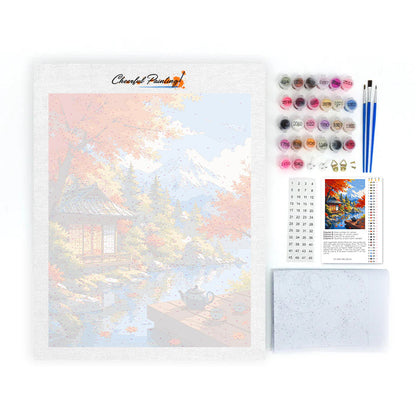 Japanischer Pavillon am Mount Fuji – Malen nach Zahlen