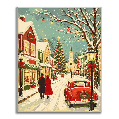 Vintage-Weihnachtshauptstrasse – Malen nach Zahlen