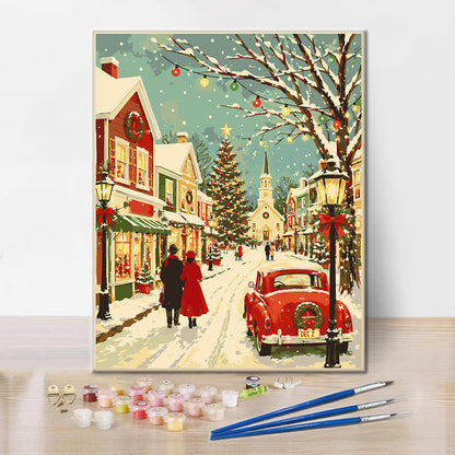 Vintage-Weihnachtshauptstrasse – Malen nach Zahlen