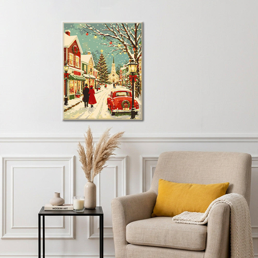 Vintage-Weihnachtshauptstrasse – Malen nach Zahlen