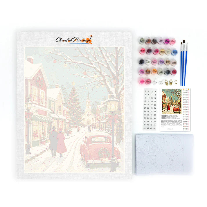 Vintage-Weihnachtshauptstrasse – Malen nach Zahlen