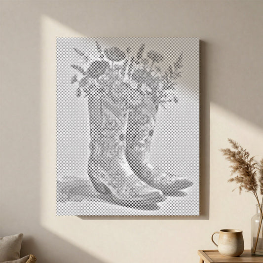 Stiefel und Blüten – Malen mit Punkten