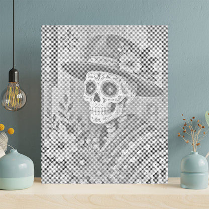 Blumen-Sugar-Skull-Festmahl - Malen mit Punkten