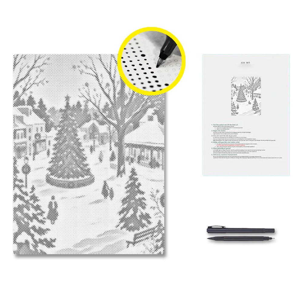 Schneefall im Dezember - Malen mit Punkten