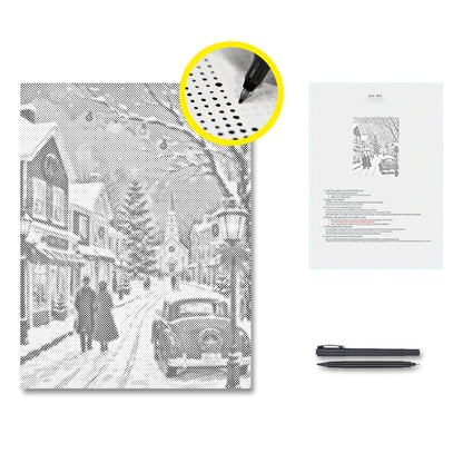 Winter-Weihnachtsdorf - Malen mit Punkten