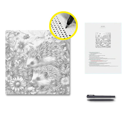 Igel in den Blumen - Malen mit Punkten