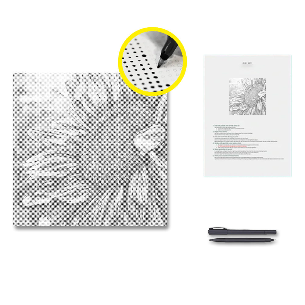Offene Sonnenblume - Malen mit Punkten