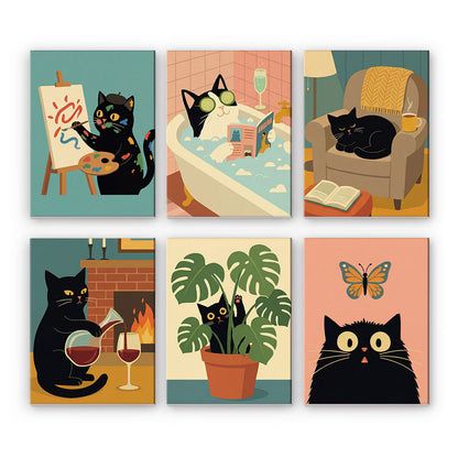 Gemächliche schwarze Katze