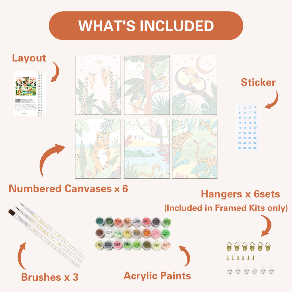 Dschungel-Tier-Collage