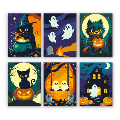 Halloween-Katzen und Geister
